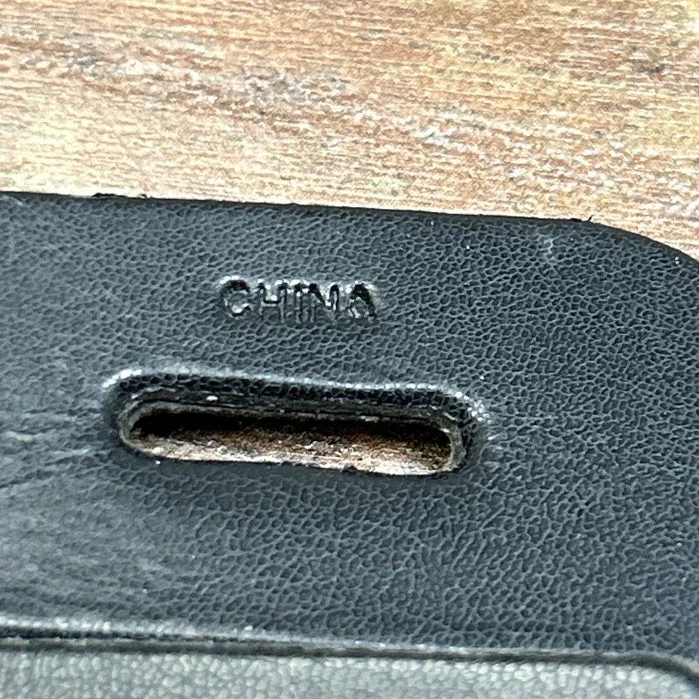 Saint Louis Zoo Black Leather Luggage Tag No Strap Unique Find Collectors Item